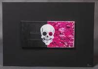 Pink Skull 3-D durch Bild in Bild 70x50 cm Leinwand auf Leinwand